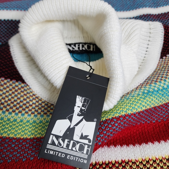 Inserch mens long sleeve turtleneck Multicolored sweater size small - Picture 7 of 9